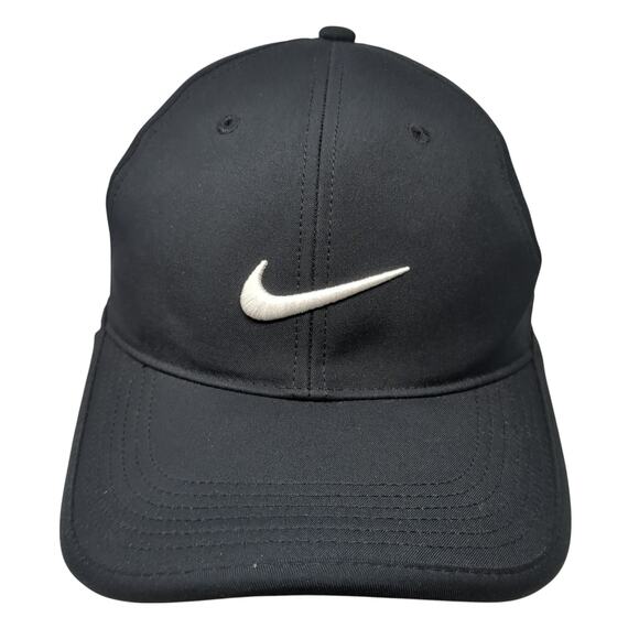 Nike Strapback Baseball Cap Black One Size Adjustable Embroidered Lightweight - Picture 1 of 9